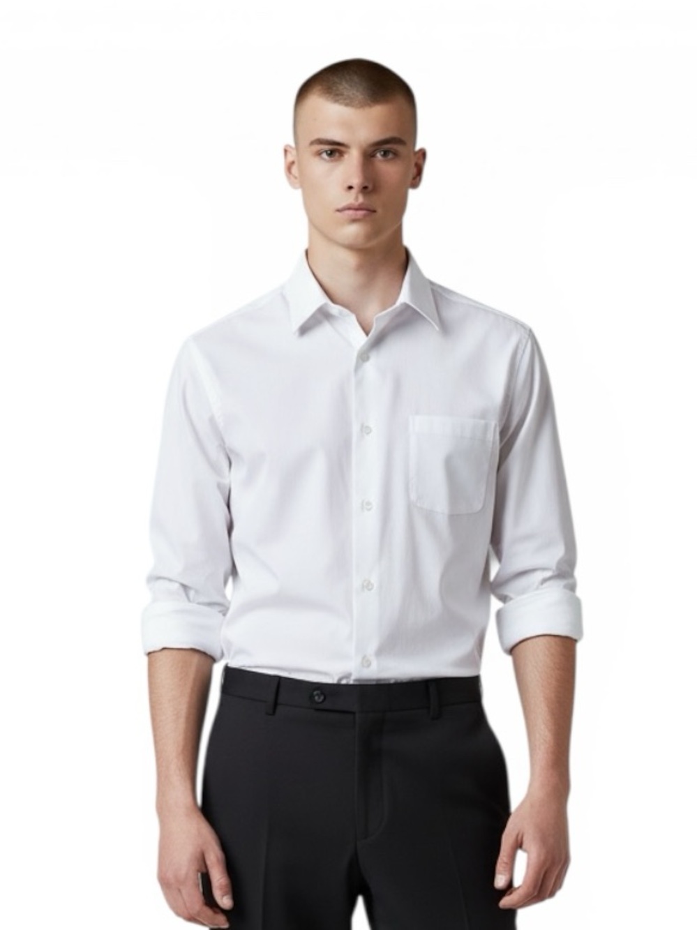 Bill Robinson Men's White Classic Dress Shirt - Versatile Formal Shirt